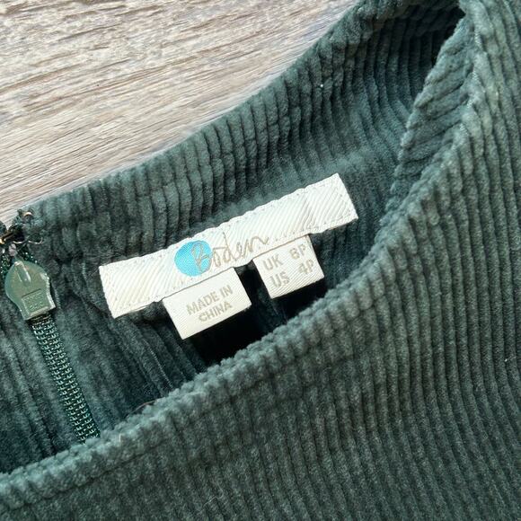 Boden Green Corduroy Sleeveless Mini Dress Structured Fit Fall Classic 4P - Picture 5 of 8